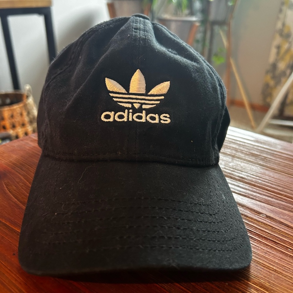 Adidas, black hat, worn, strap back